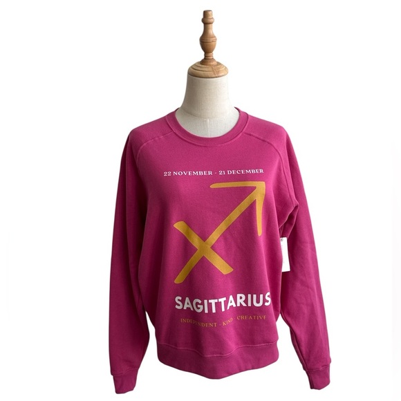 Anthropologie Zodiac Sweatshirt Catherine O'Sullivan Sagittarius Pink Size XS - Picture 1 of 9